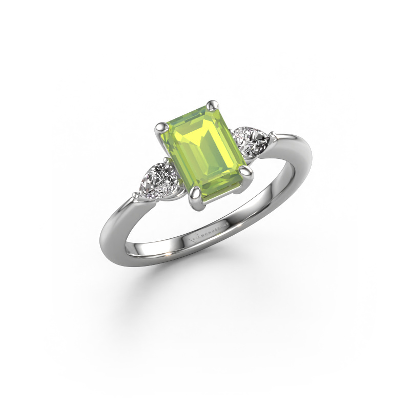 Image of Engagement ring Chanou EME 950 platinum Peridot 7.5x5.5 mm