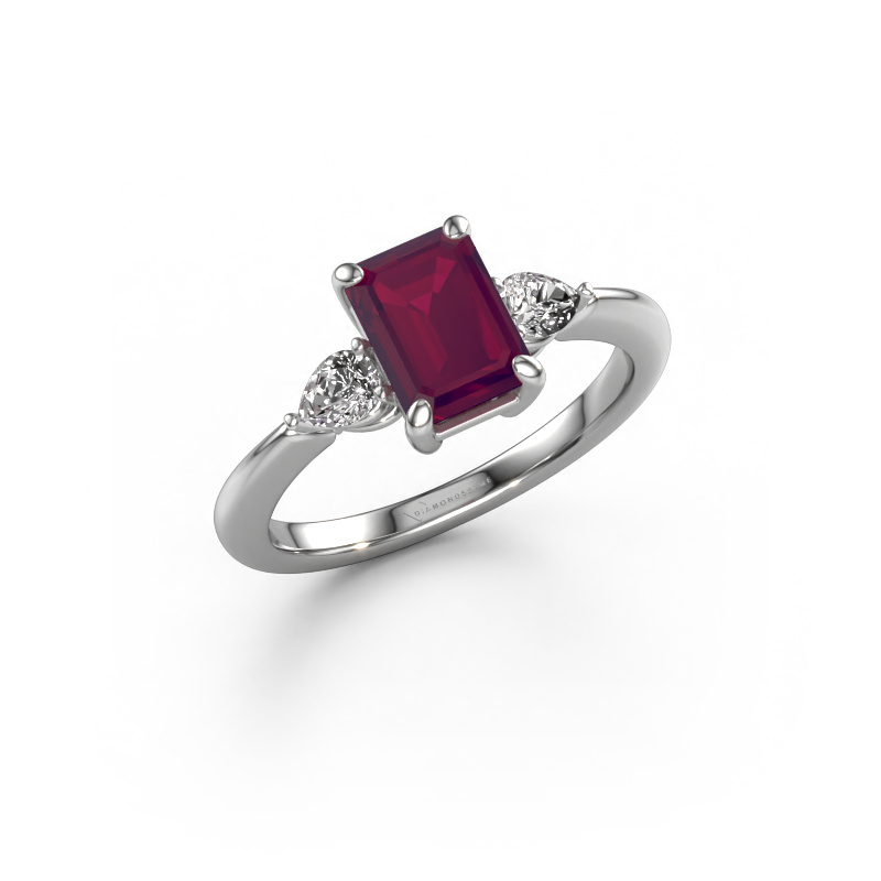 Image of Engagement ring Chanou EME 950 platinum Rhodolite 7.5x5.5 mm