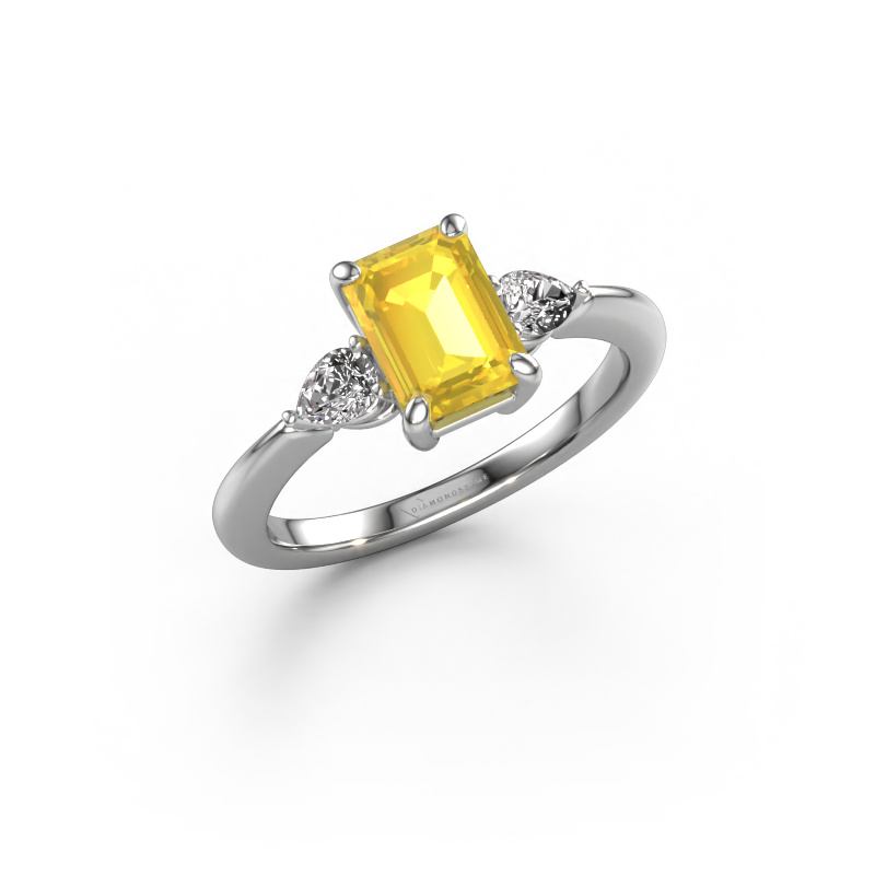 Image of Engagement ring Chanou EME 950 platinum Yellow sapphire 7.5x5.5 mm