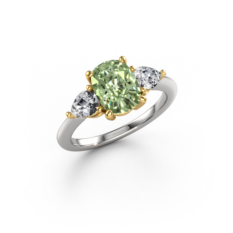 Image of Engagement ring Chanou CSH 585 white gold Green lab grown diamond 8.7x6.6 mm