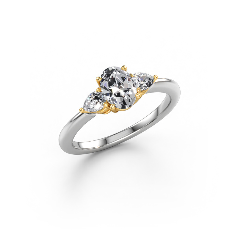 Afbeelding van Verlovingsring Chanou OVL 585 witgoud Lab-grown diamant 1.22 crt