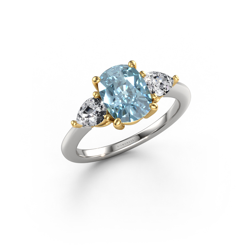 Image of Engagement ring Chanou CSH 585 white gold Blue lab grown diamond 8.7x6.6 mm