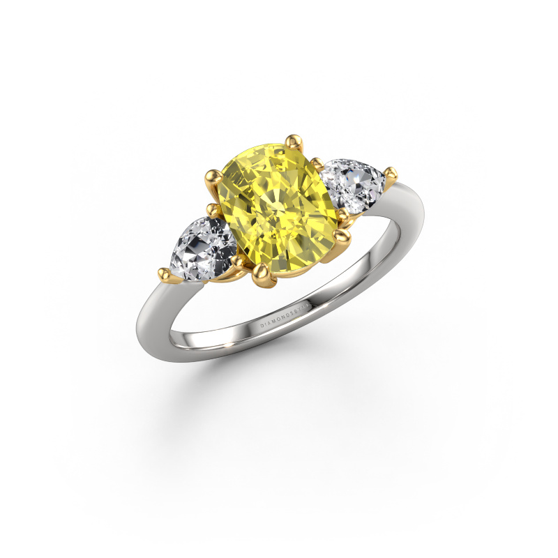 Image of Engagement ring Chanou CSH 585 white gold Yellow lab grown diamond 8.7x6.6 mm
