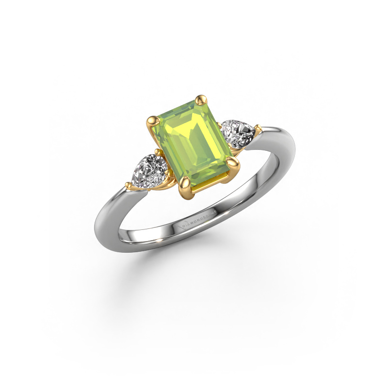 Image of Engagement ring Chanou EME 585 white gold Peridot 7.5x5.5 mm