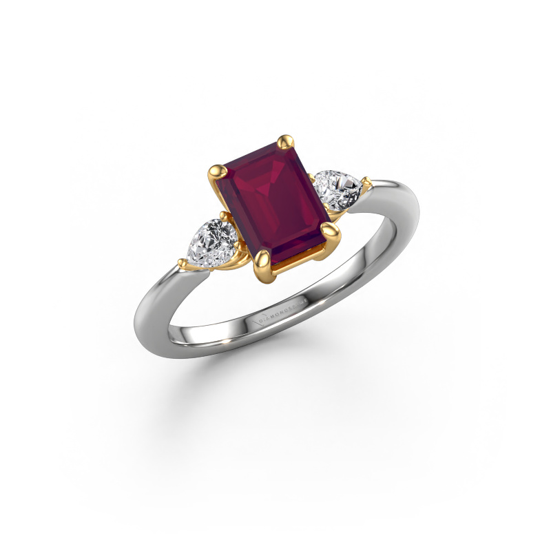 Image of Engagement ring Chanou EME 585 white gold Rhodolite 7.5x5.5 mm