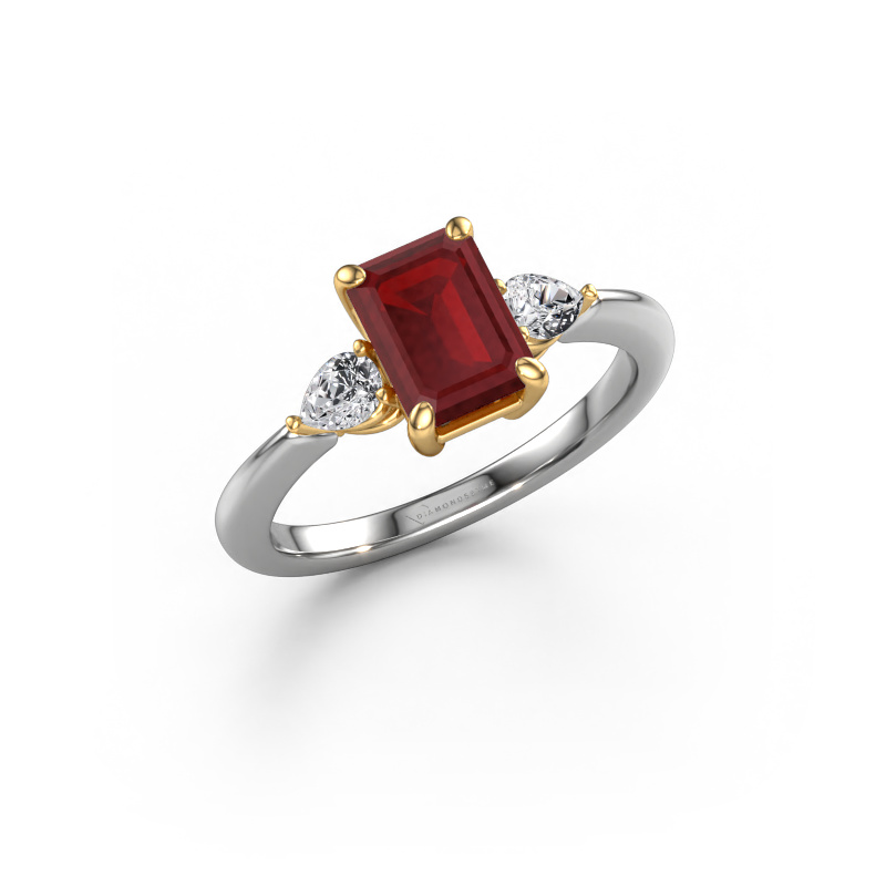 Image of Engagement ring Chanou EME 585 white gold Ruby 7.5x5.5 mm