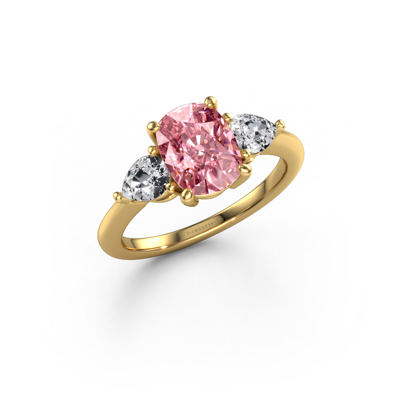 Image of Engagement ring Chanou CSH 585 gold Pink lab grown diamond 8.7x6.6 mm