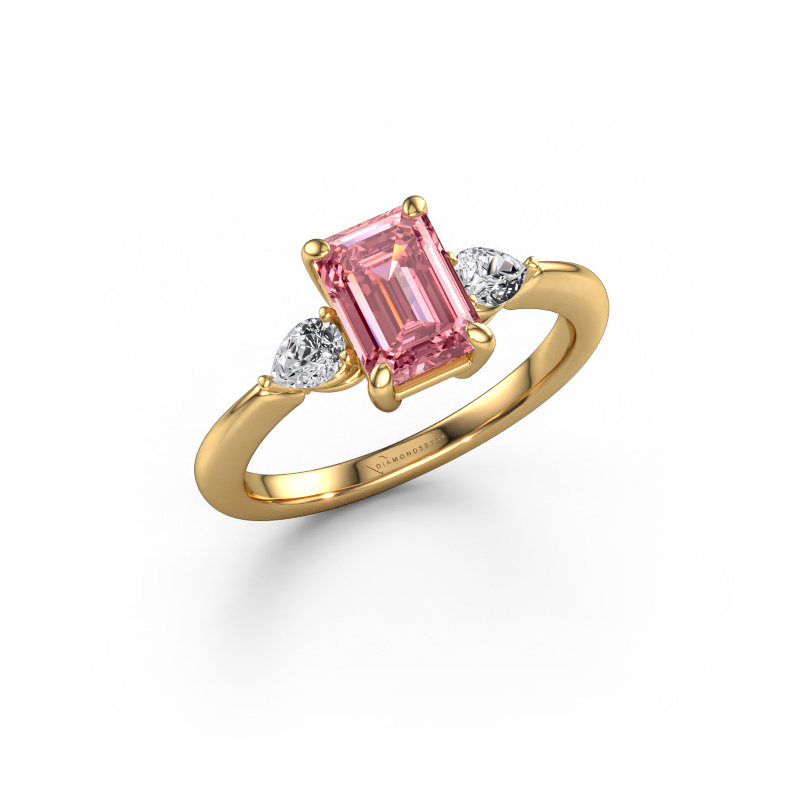 Image of Engagement ring Chanou EME 585 gold Pink lab grown diamond 7.5x5.5 mm