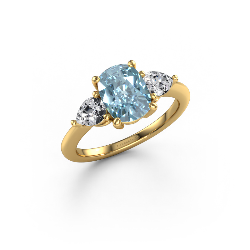 Image de Bague de fiançailles Chanou CSH 585 or jaune Diamant synthétique bleu 8.7x6.6 mm