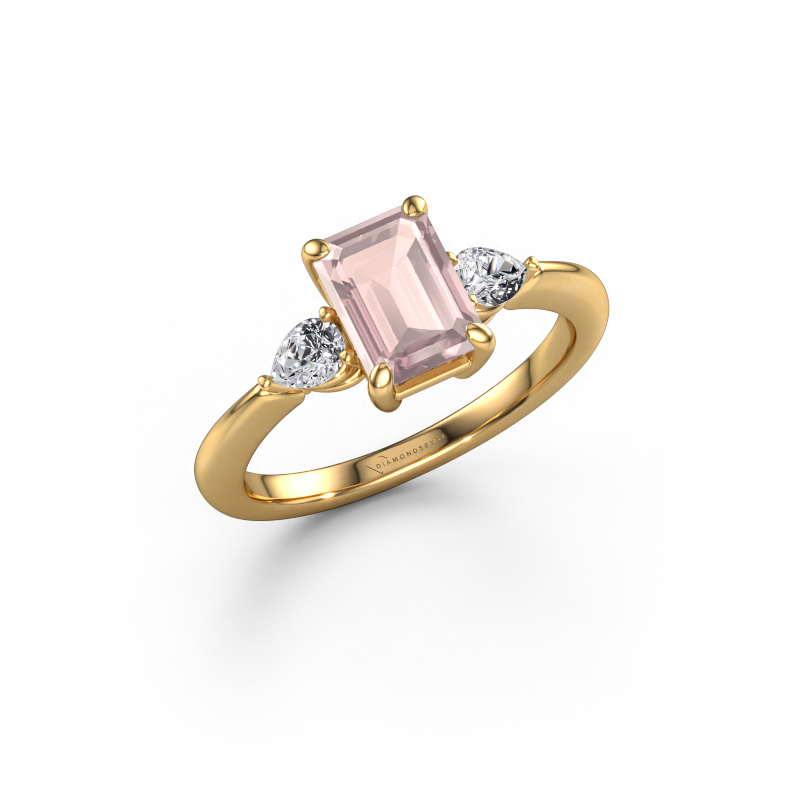 Image of Engagement ring Chanou EME 585 gold Morganite champagne 7.5x5.5 mm