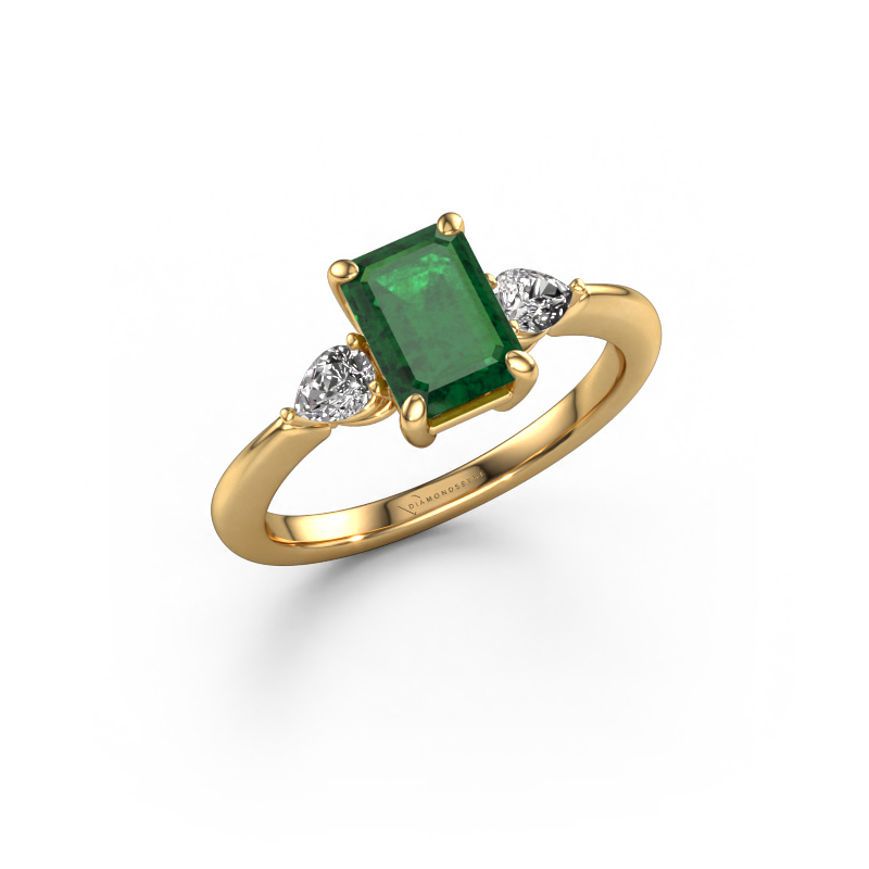 Image of Engagement ring Chanou EME 585 gold Emerald 7.5x5.5 mm