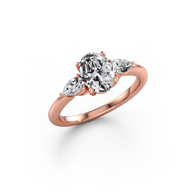 Immagine di Anello di fidanzamento Chanou OVL 585 oro rosa Diamante lab grown 1.60 crt