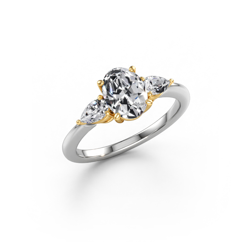 Afbeelding van Verlovingsring Chanou OVL 585 witgoud Lab-grown diamant 1.60 crt