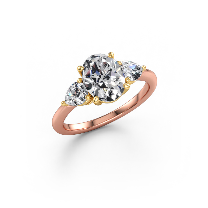 Afbeelding van Verlovingsring Chanou OVL 585 rosé goud Lab-grown diamant 2.38 crt
