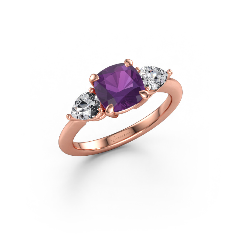 Immagine di Anello di fidanzamento Chanou CUS 585 oro rosa Ametista 7 mm