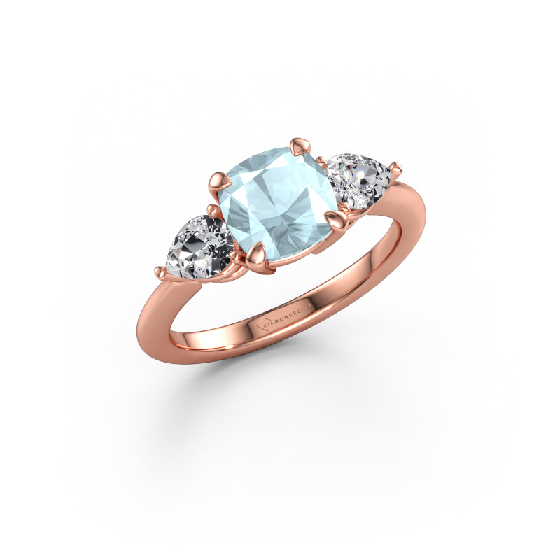 Immagine di Anello di fidanzamento Chanou CUS 585 oro rosa Acquamarina 7 mm
