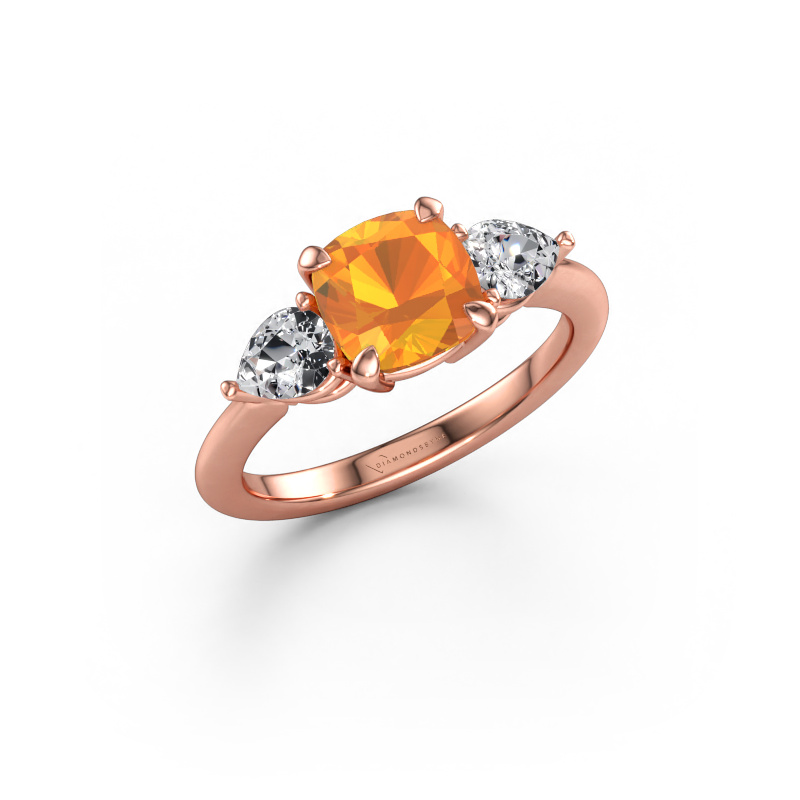 Immagine di Anello di fidanzamento Chanou CUS 585 oro rosa Citrino 7 mm