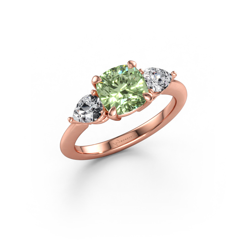 Bild av Förlovningsring Chanou CUS 585 roséguld Grön labbodlad diamant 7 mm