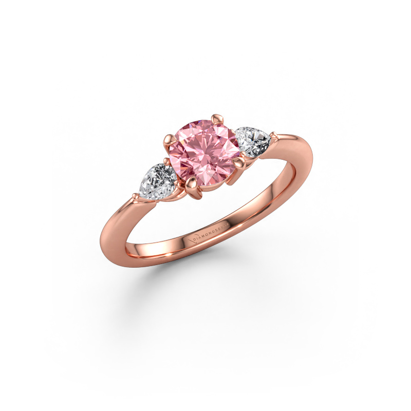 Image of Engagement ring Chanou RND 585 rose gold Pink lab grown diamond 6 mm
