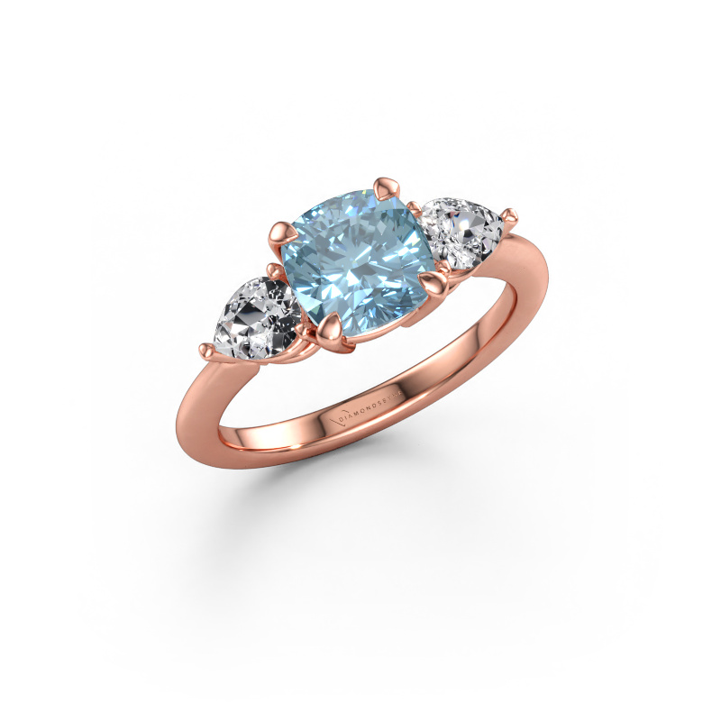 Bild av Förlovningsring Chanou CUS 585 roséguld Blå labbodlad diamant 7 mm