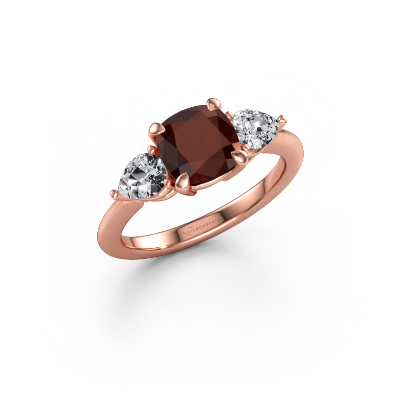Immagine di Anello di fidanzamento Chanou CUS 585 oro rosa Granato 7 mm