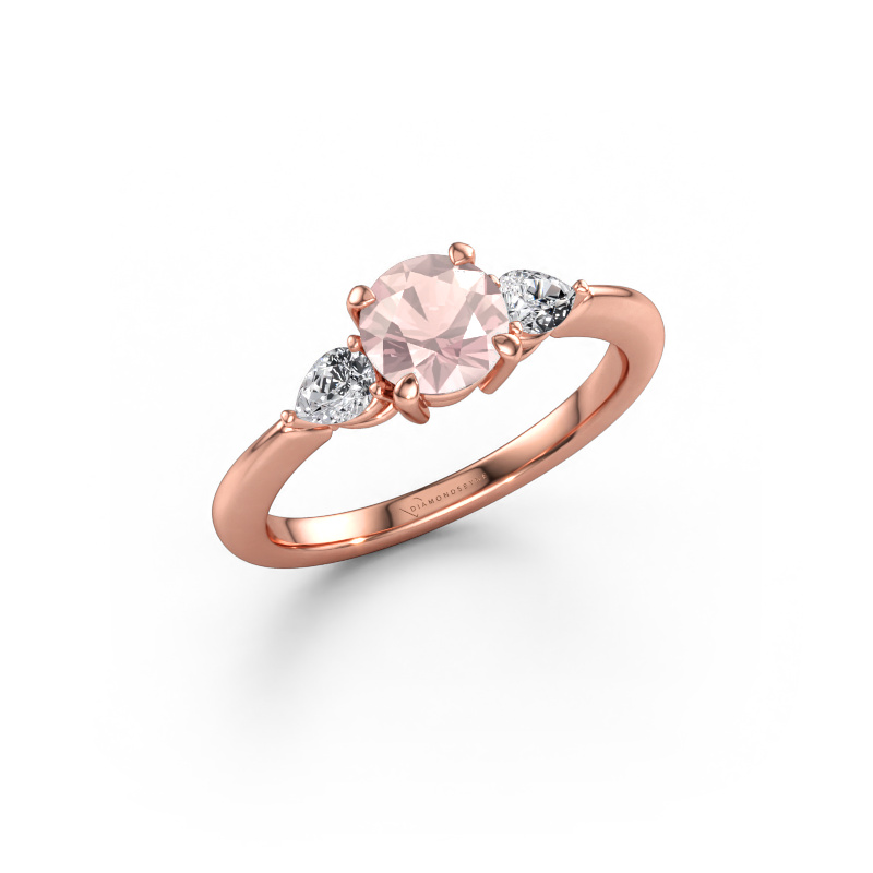 Immagine di Anello di fidanzamento Chanou RND 585 oro rosa Morganite champagne 6 mm