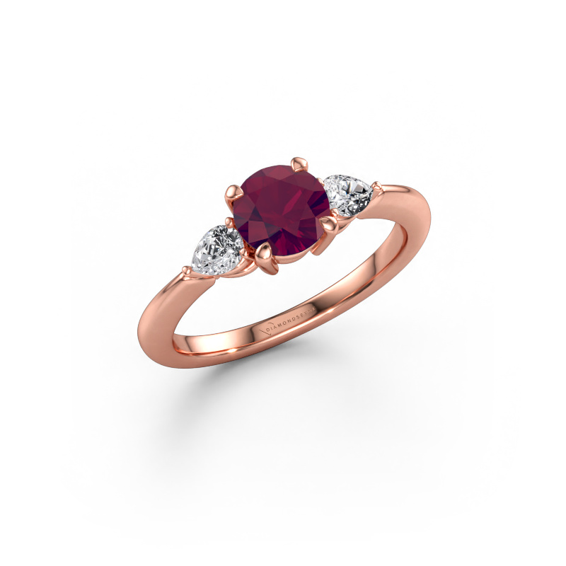 Immagine di Anello di fidanzamento Chanou RND 585 oro rosa Rodolite 6 mm