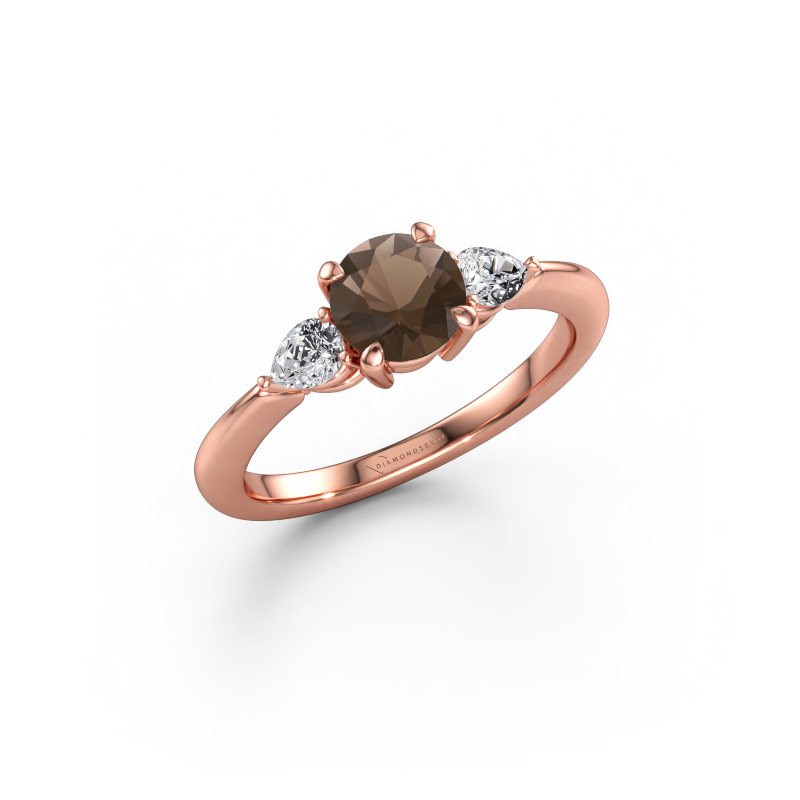 Immagine di Anello di fidanzamento Chanou RND 585 oro rosa Quarzo fumé 6 mm