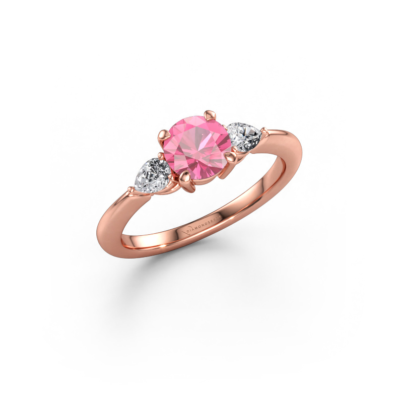 Immagine di Anello di fidanzamento Chanou RND 585 oro rosa Zaffiro rosa 6 mm
