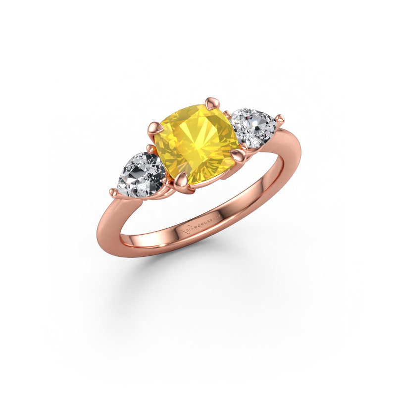 Immagine di Anello di fidanzamento Chanou CUS 585 oro rosa Zaffiro giallo 7 mm