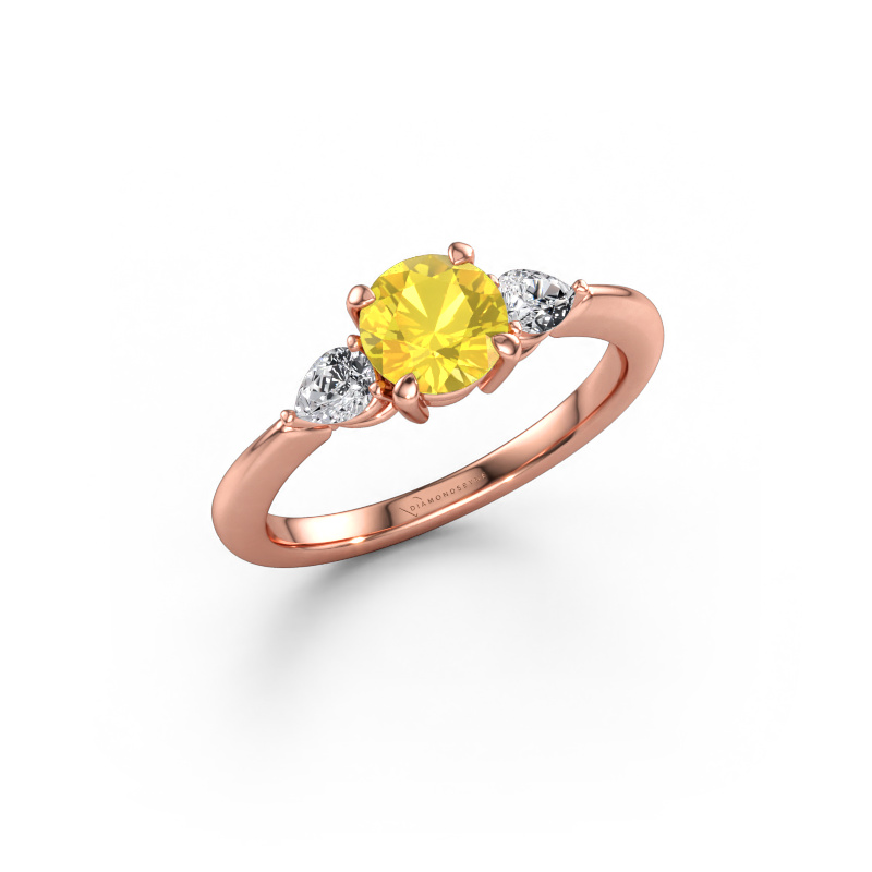Image of Engagement ring Chanou RND 585 rose gold Yellow sapphire 6 mm