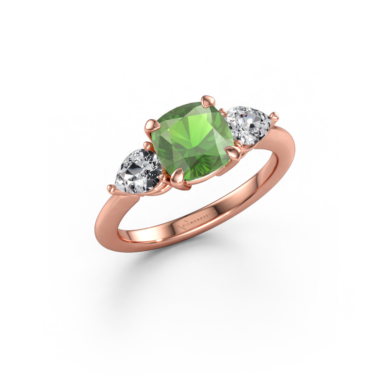 Immagine di Anello di fidanzamento Chanou CUS 585 oro rosa Tormalina verde 7 mm