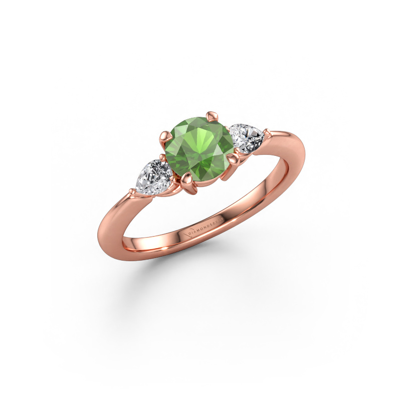 Bild av Förlovningsring Chanou RND 585 roséguld Grön turmalin 6 mm