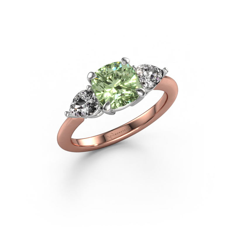 Image of Engagement ring Chanou CUS 585 rose gold Green lab grown diamond 7 mm