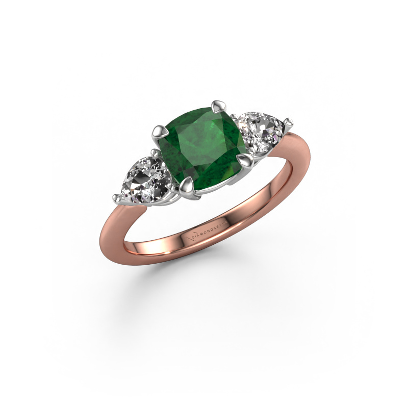 Image of Engagement ring Chanou CUS 585 rose gold Emerald 7 mm