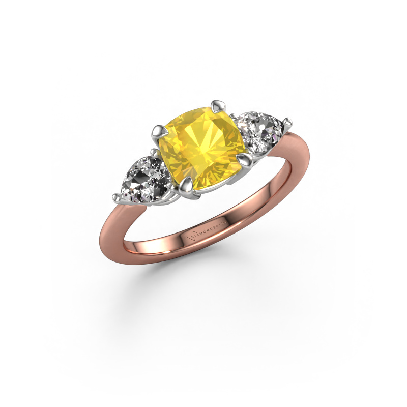 Image de Bague de fiançailles Chanou CUS 585 or rose Saphir jaune 7 mm