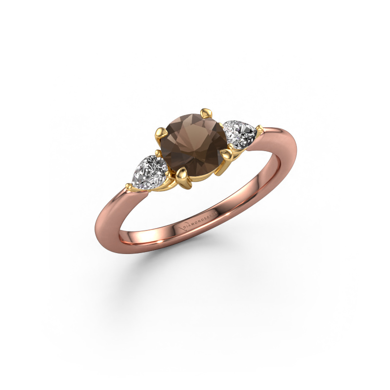 Image of Engagement ring Chanou RND 585 rose gold Smokey quartz 6 mm