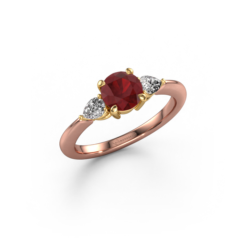 Image of Engagement ring Chanou RND 585 rose gold Ruby 6 mm