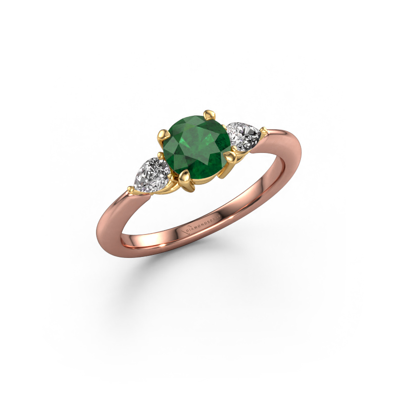 Image of Engagement ring Chanou RND 585 rose gold Emerald 6 mm