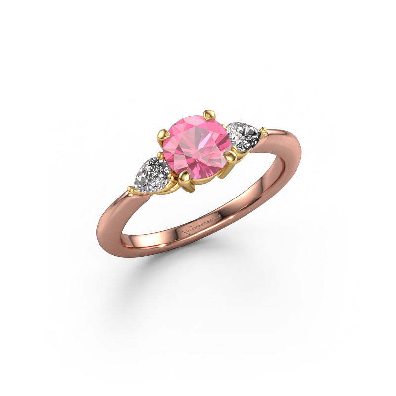 Bild von Verlobungsring Chanou RND 585 Roségold Pink Saphir 6 mm
