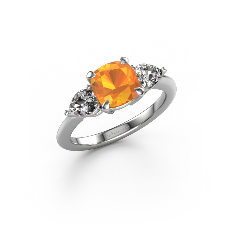 Image de Bague de fiançailles Chanou CUS 585 or blanc Citrine 7 mm