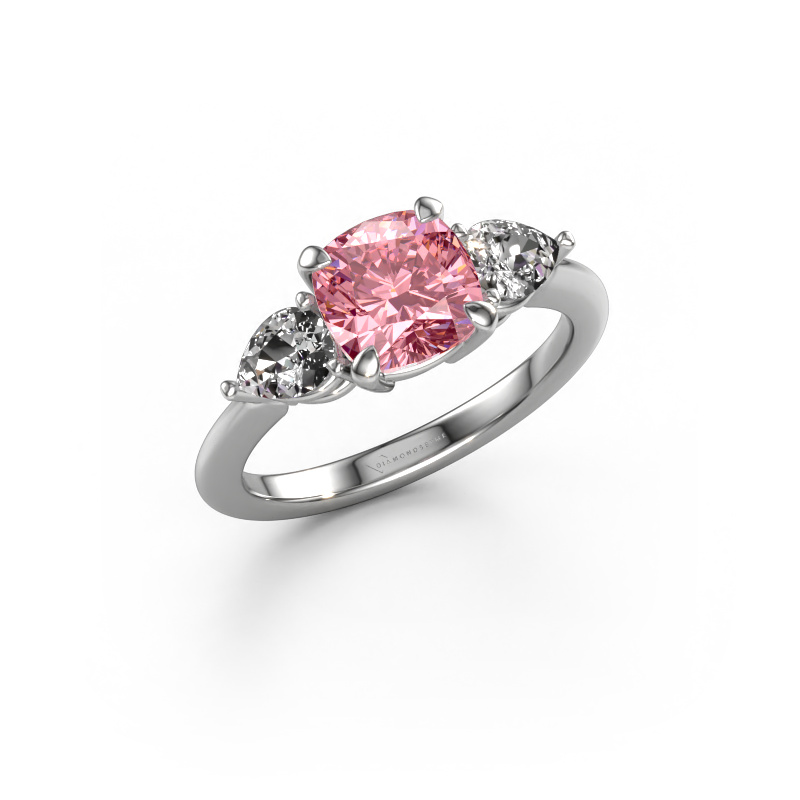 Image of Engagement ring Chanou CUS 950 platinum Pink lab grown diamond 7 mm
