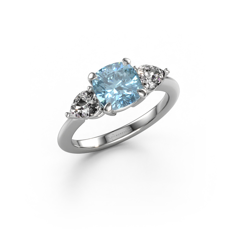 Image of Engagement ring Chanou CUS 585 white gold Blue lab grown diamond 7 mm