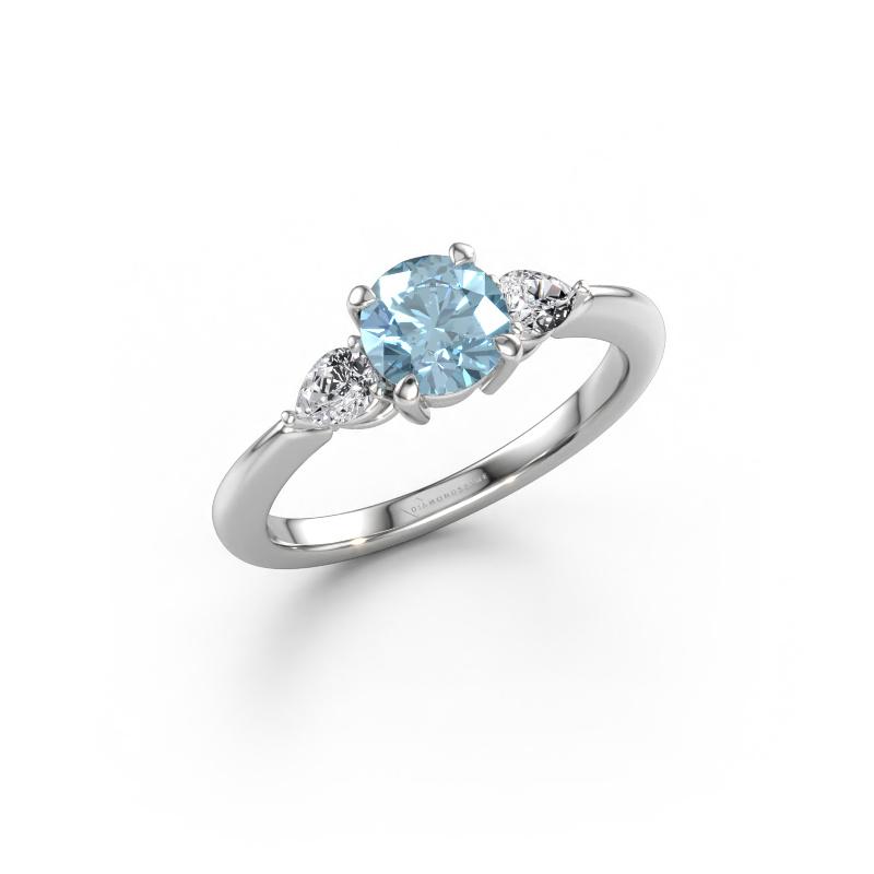 Immagine di Anello di fidanzamento Chanou RND 950 platino Diamante lab grown blu 6 mm