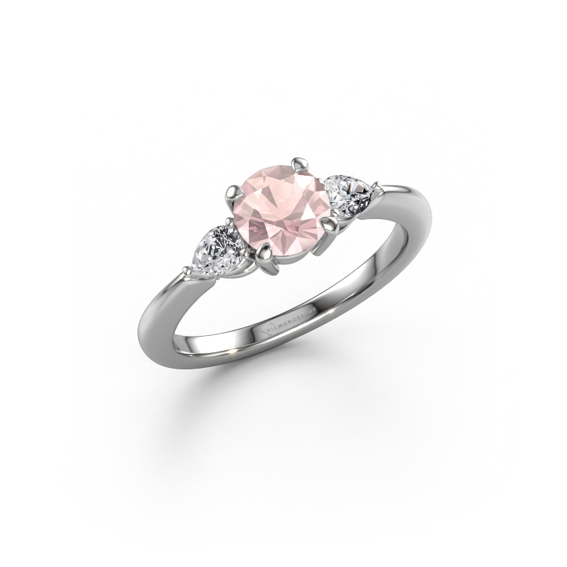 Image of Engagement ring Chanou RND 950 platinum Morganite champagne 6 mm
