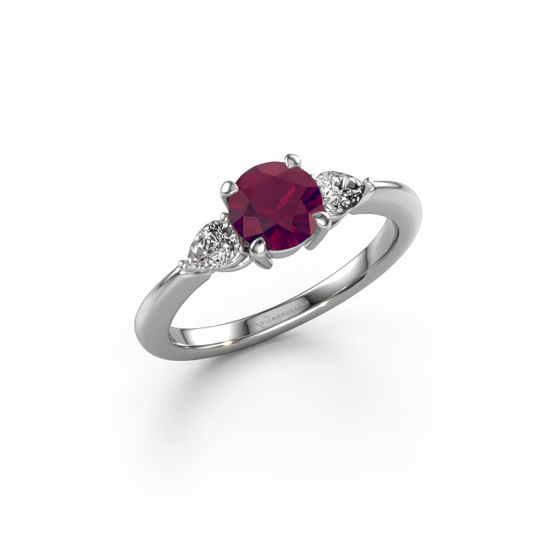 Image of Engagement ring Chanou RND 950 platinum Rhodolite 6 mm