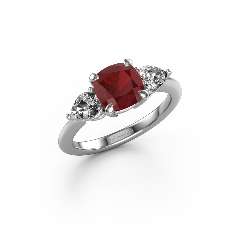 Image de Bague de fiançailles Chanou CUS 585 or blanc Rubis 7 mm