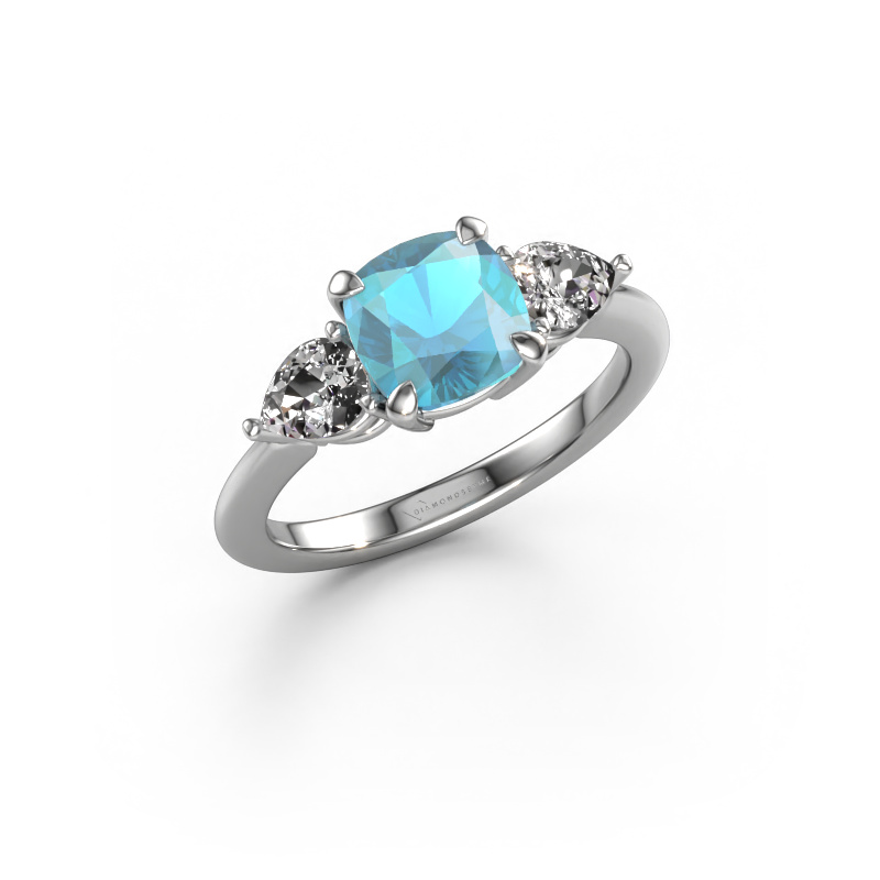 Image of Engagement ring Chanou CUS 950 platinum Blue topaz 7 mm
