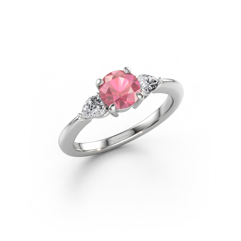 Immagine di Anello di fidanzamento Chanou RND 585 oro bianco Tormalina rosa 6 mm