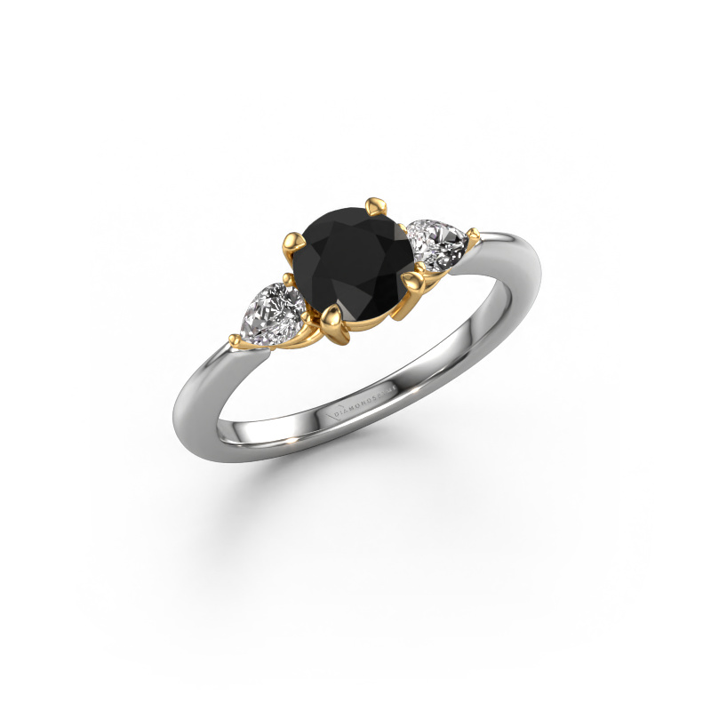 Image de Bague de fiançailles Chanou RND 585 or blanc Diamant noir 1.38 crt